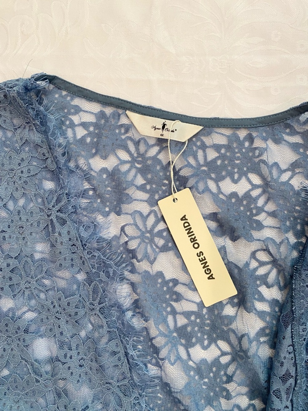 Plus Size Elegant Short Sleeve Sheer Floral Lace Bolero Shrug Top, Blue, Size 4X - Picture 11 of 11